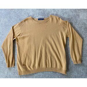 Lochmere Cashmere Sweater Crew Neck Long Sleeve Tan Camel XL